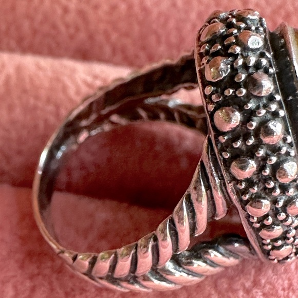 Vintage Tigers Eye Sterling Silver 925 Statement Ring Rope Details Boho Bohemian - Picture 7 of 17